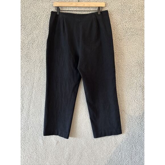 Lafayette 148 Pants 10 Medium Pleated Side Zip Crop Stretch Dark Navy Blue Work - Picture 6 of 13